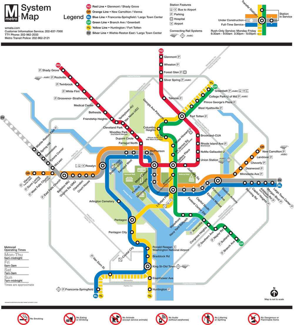 Map of Washington Metro Subway