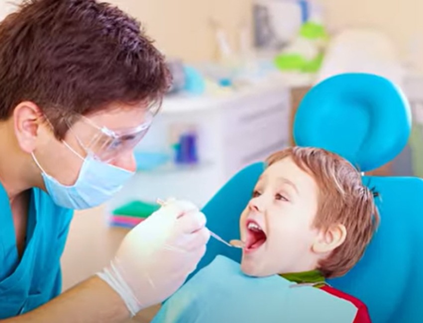 A child at a dental appointment.