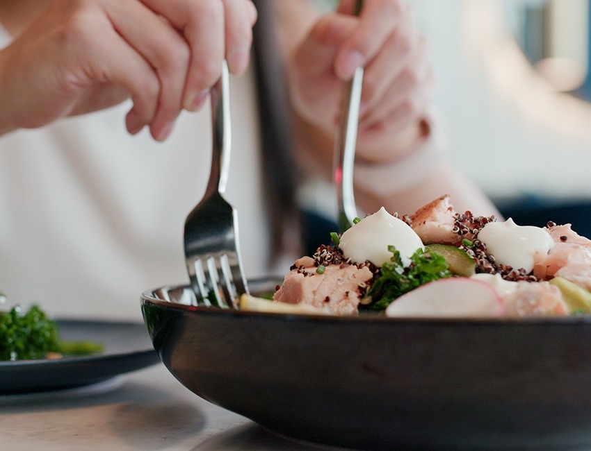 A person eating a healthy meal